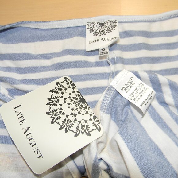 Late August Sleeveless Blue Striped Plus Sz 2X Tank Cami Comfy Soft Ltweight NWT - Picture 5 of 5